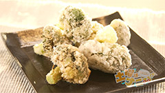 ブロッコリーの麺つゆ漬け揚げ