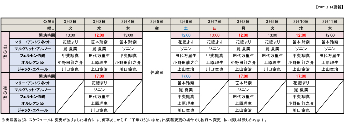 キャストスケジュール