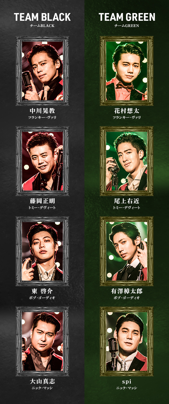 チームBLACK:中川晃教 / 藤岡正明 / 東啓介 / 大山真志 チームGREEN:花村想太 / 尾上右近 / 有澤樟太郎 / spi