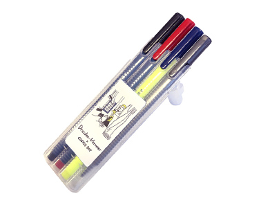トリプラス モバイルセット（赤・黒のボールペン、蛍光ペン、シャープペンの4本セット。ケース入り）