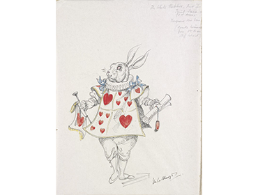 白うさぎの衣装、舞台『不思議の国のアリス』第1幕の法廷のシーンより、グラディス・カルスロップデザイン、1943年上演 © Victoria and Albert Museum, London