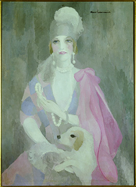 マリー・ローランサン《ピンクのコートを着たグールゴー男爵夫人の肖像》
