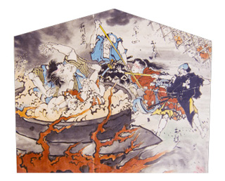 釜淵双級巴 第二十四 絵馬提灯、紙本彩色、45.0×54.8 創造広場 アクトランド蔵 ※全会期展示