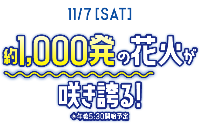 11/7（土）約1,000発の花火が咲き誇る！