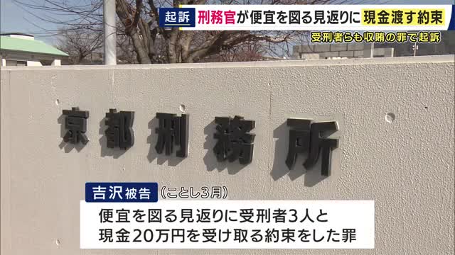 「便宜を図る見返りに20万円」受刑者から賄賂を受け取る約束をした28歳男性刑務官を起訴　「刑務官から犯行を持ち掛けられた」受刑者2人は刑務官を告訴
