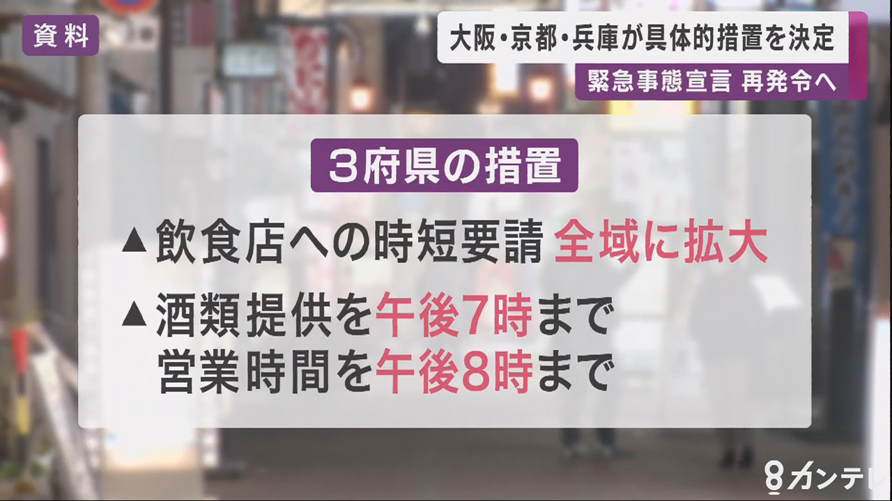 京阪神に「緊急事態宣言」再発令へ…３府県で発令時の具体的措置を決定