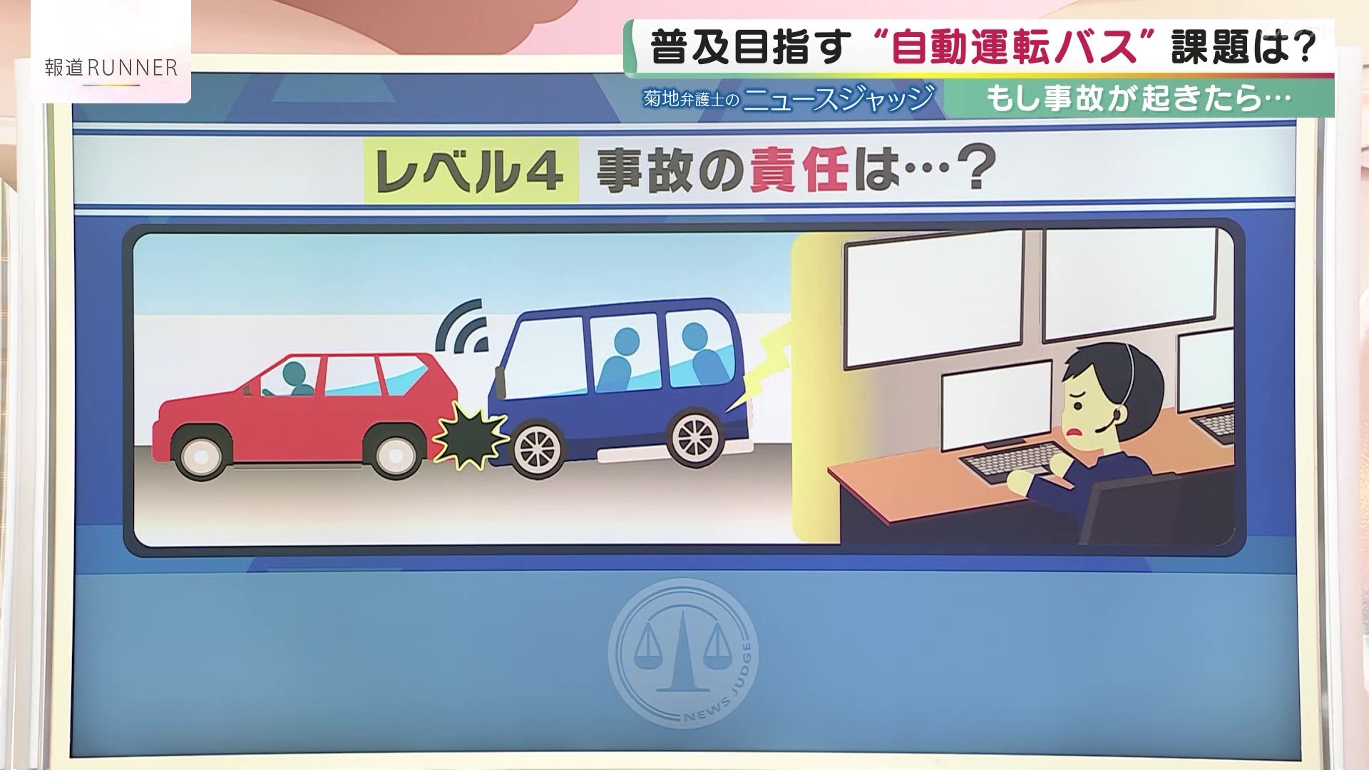 遠隔監視中の『運転手いない自動運転バス』もし追突事故起こしたら誰の責任か 4月から“レベル4”OKに