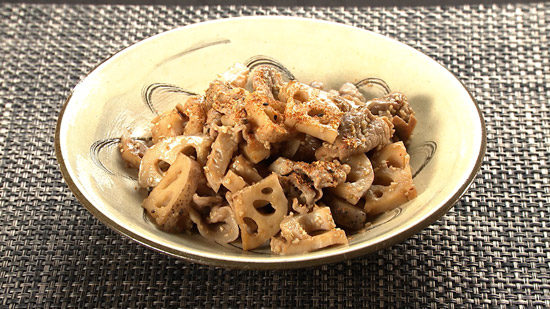 れんこんと豚肉の濃厚きんぴら