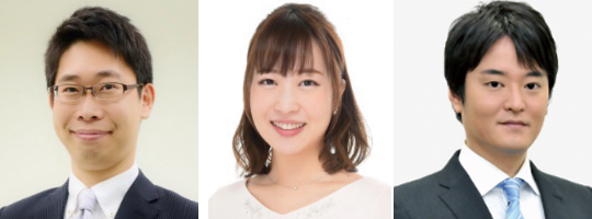 片平敦気象予報士・浅田麻実気象予報士・林宏典アナウンサー