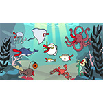 海の生き物になったハチエモンからのお願い！「海にゴミすてるの、ほんまにやめてな」