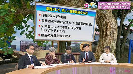 “新しい選挙報道の方針”に基づいてニュースや特別番組を放送