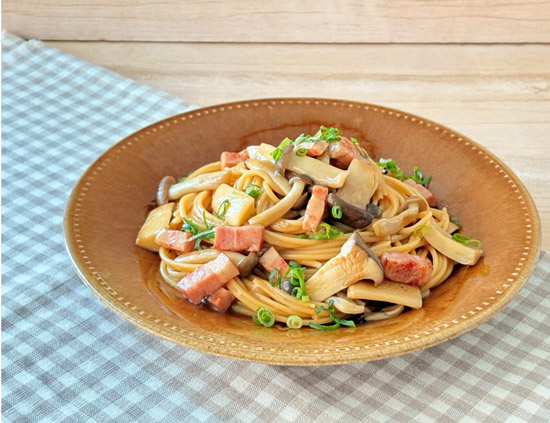 リケンのノンオイル 青じそを使った「青じそ和風パスタ」