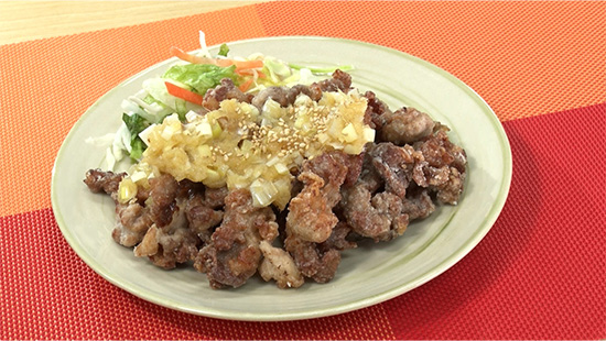 豚細切れ肉 油淋風